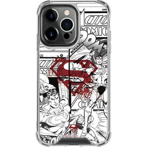 DC Comics Superman Comic Pattern Logo in Red iPhone 15 Pro Clear Case