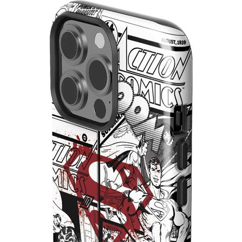 DC Comics Superman Comic Pattern Logo in Red iPhone 15 Pro Impact Case