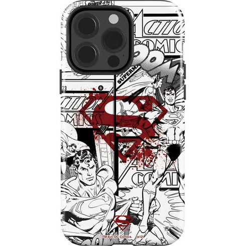 DC Comics Superman Comic Pattern Logo in Red iPhone 15 Pro Impact Case