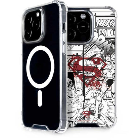 DC Comics Superman Comic Pattern Logo in Red iPhone 14 Pro MagSafe Case