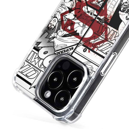 DC Comics Superman Comic Pattern Logo in Red iPhone 14 Pro MagSafe Case