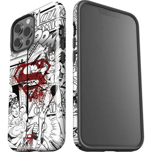 DC Comics Superman Comic Pattern Logo in Red iPhone 15 Pro Max Impact Case