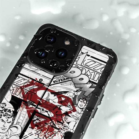 DC Comics Superman Comic Pattern Logo in Red iPhone 14 Pro Max Waterproof Case