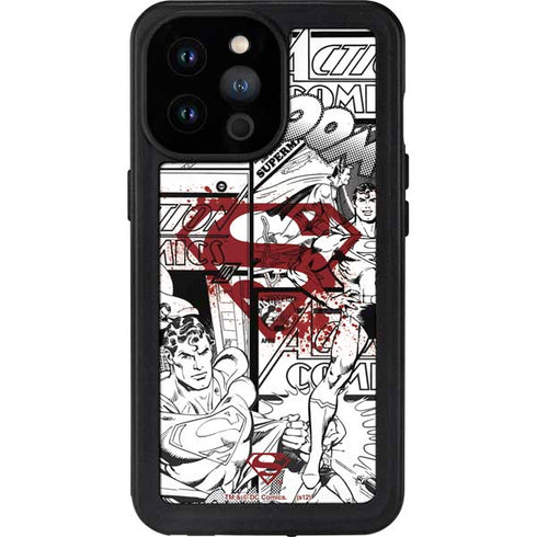 DC Comics Superman Comic Pattern Logo in Red iPhone 14 Pro Max Waterproof Case