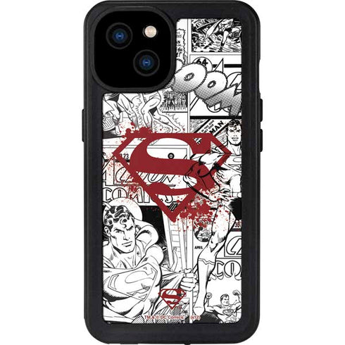 DC Comics Superman Comic Pattern Logo in Red iPhone 15 Plus Waterproof Case