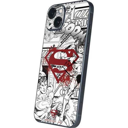 DC Comics Superman Comic Pattern Logo in Red iPhone 15 Skin
