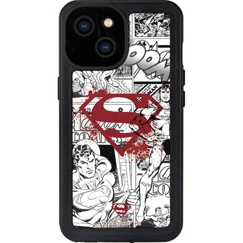 DC Comics Superman Comic Pattern Logo in Red iPhone 15 Waterproof Case
