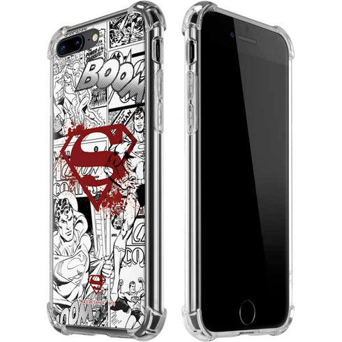DC Comics Superman Comic Pattern Logo in Red iPhone 7/8 Plus Clear Case