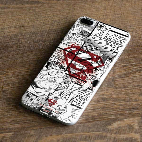 DC Comics Superman Comic Pattern Logo in Red iPhone 8 Plus Skin