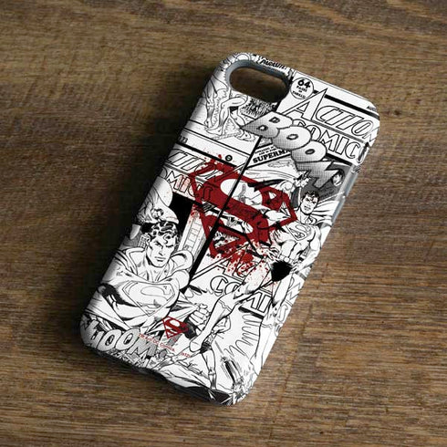 DC Comics Superman Comic Pattern Logo in Red iPhone 8 Pro Case
