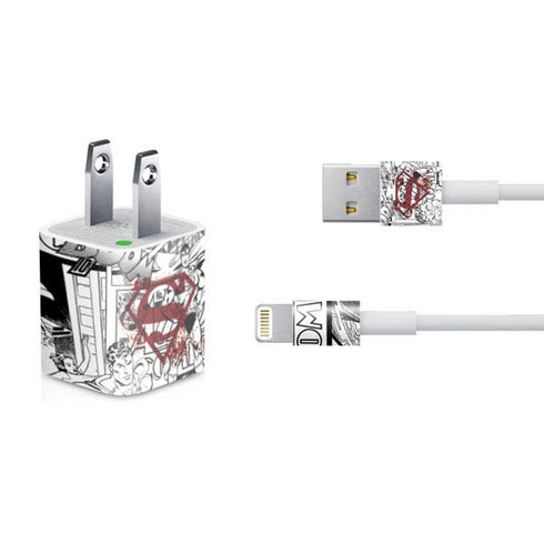 DC Comics Superman Comic Pattern Logo in Red iPhone Charger (5W USB) Skin