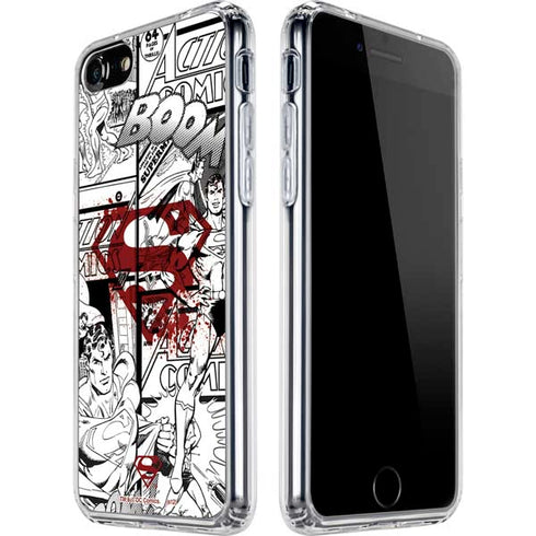 DC Comics Superman Comic Pattern Logo in Red iPhone SE (2nd & 3rd Gen) Clear Case