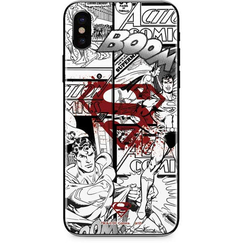 DC Comics Superman Comic Pattern Logo in Red iPhone X Skin