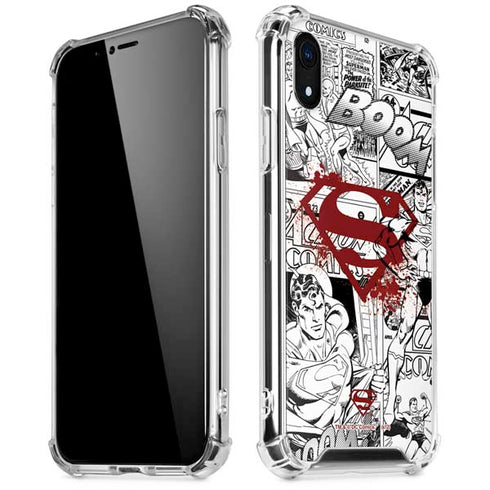DC Comics Superman Comic Pattern Logo in Red iPhone XR Clear Case