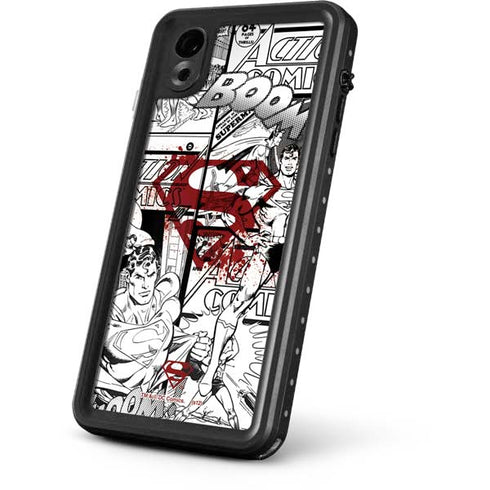 DC Comics Superman Comic Pattern Logo in Red iPhone XR Waterproof Case
