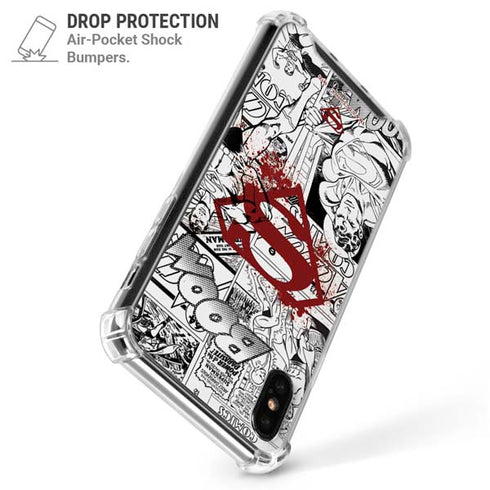 DC Comics Superman Comic Pattern Logo in Red iPhone XS Max Clear Case