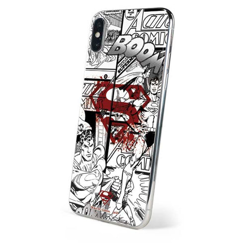 DC Comics Superman Comic Pattern Logo in Red iPhone XS Skin