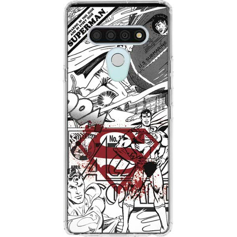 DC Comics Superman Comic Pattern Logo in Red LG Stylo 6 Clear Case