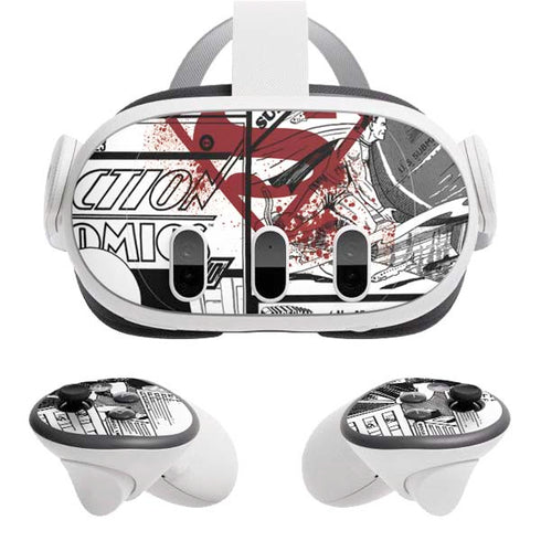 DC Comics Superman Comic Pattern Logo in Red Meta Quest 3 Skin