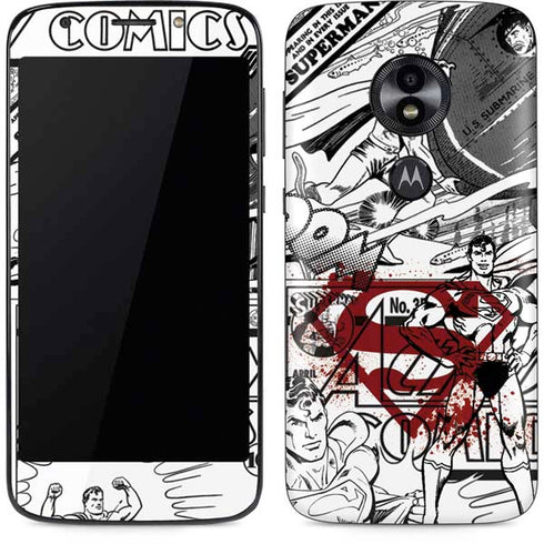 DC Comics Superman Comic Pattern Logo in Red Moto E5 Play Skin