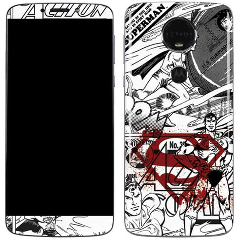DC Comics Superman Comic Pattern Logo in Red Moto E5 Plus Skin