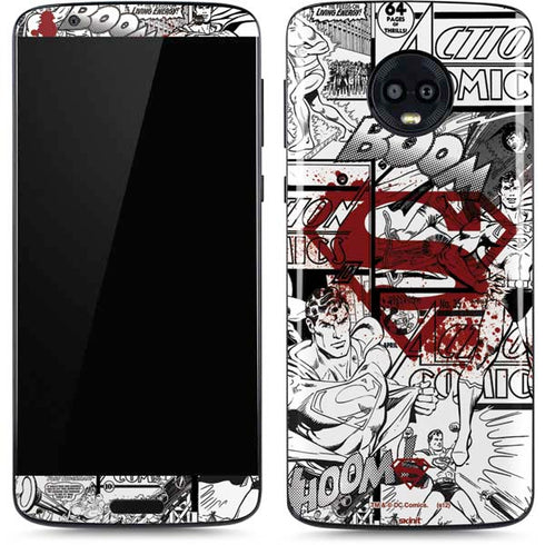 DC Comics Superman Comic Pattern Logo in Red Moto G6 Skin