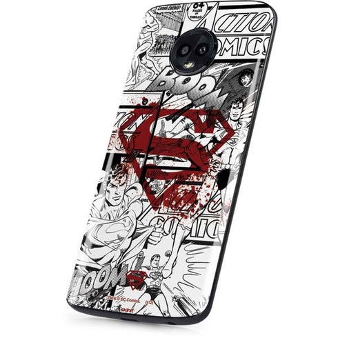 DC Comics Superman Comic Pattern Logo in Red Moto G6 Skin