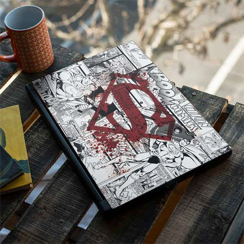 DC Comics Superman Comic Pattern Logo in Red MSI GS65 Stealth Laptop Skin