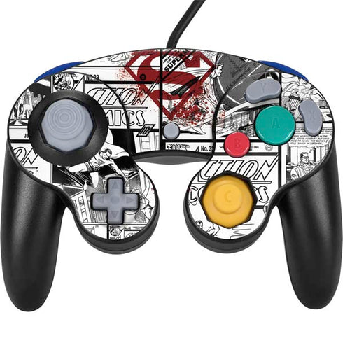 DC Comics Superman Comic Pattern Logo in Red Nintendo GameCube Controller Skin