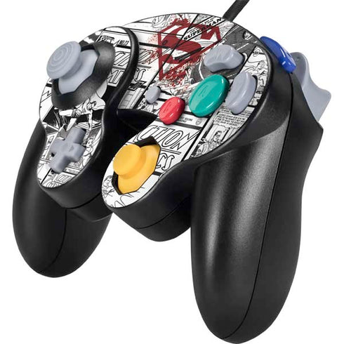 DC Comics Superman Comic Pattern Logo in Red Nintendo GameCube Controller Skin
