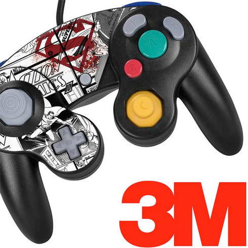 DC Comics Superman Comic Pattern Logo in Red Nintendo GameCube Controller Skin