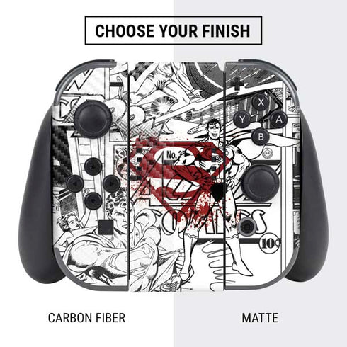 DC Comics Superman Comic Pattern Logo in Red Nintendo Switch Bundle Skin