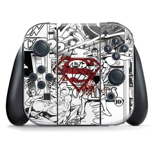 DC Comics Superman Comic Pattern Logo in Red Nintendo Switch (2017-2021) Joy-Con Controller Skin