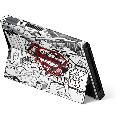 DC Comics Superman Comic Pattern Logo in Red Nintendo Switch OLED (2021) Skin