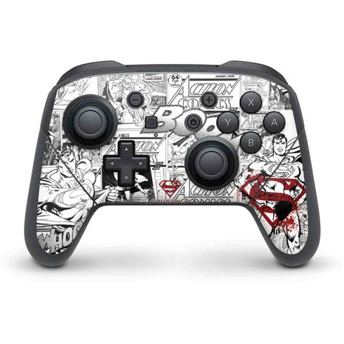 DC Comics Superman Comic Pattern Logo in Red Nintendo Switch Pro Controller Skin