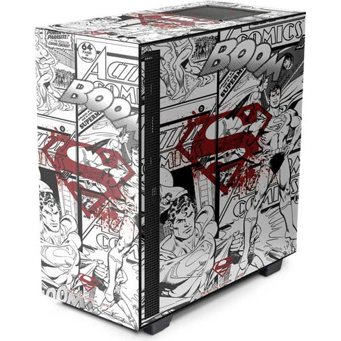 DC Comics Superman Comic Pattern Logo in Red NZXT H510 Compact ATX Mid-Tower Case Skin