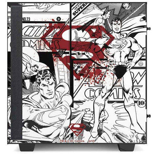 DC Comics Superman Comic Pattern Logo in Red NZXT H510 Compact ATX Mid-Tower Case Skin