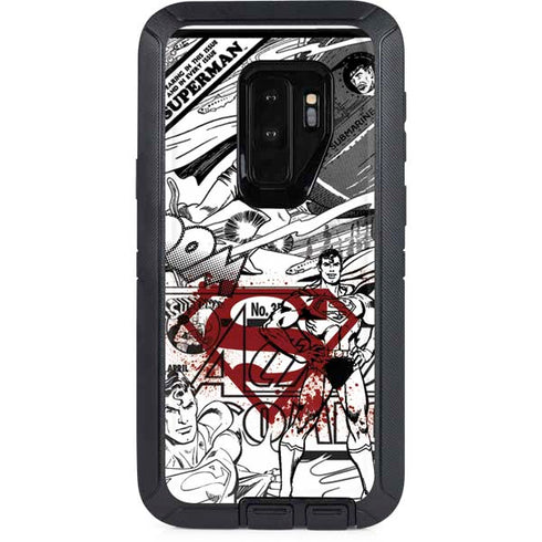 DC Comics Superman Comic Pattern Logo in Red Otterbox Defender Galaxy Skin