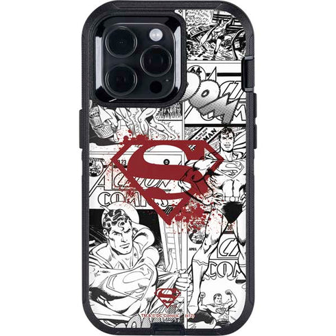 DC Comics Superman Comic Pattern Logo in Red Otterbox Defender iPhone Skin