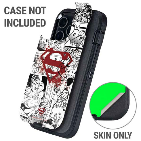 DC Comics Superman Comic Pattern Logo in Red Otterbox Defender iPhone Skin