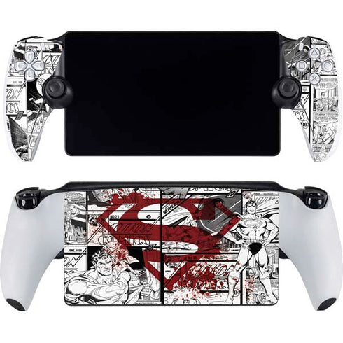 DC Comics Superman Comic Pattern Logo in Red PlayStation Portal Remote Player Skin