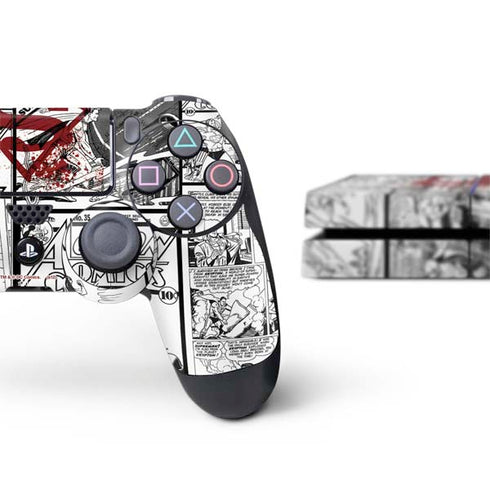 DC Comics Superman Comic Pattern Logo in Red PS4 Console and Controller Bundle Skin