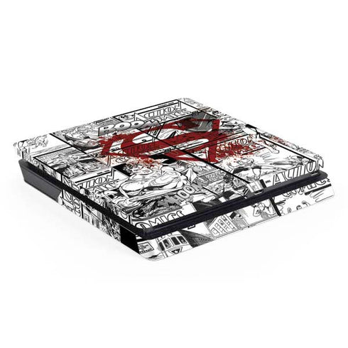 DC Comics Superman Comic Pattern Logo in Red PS4 Slim Skin