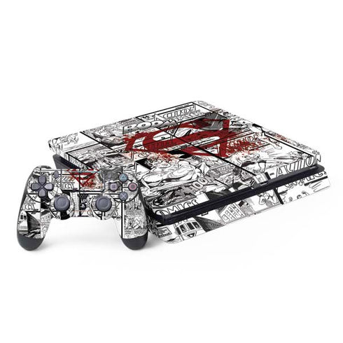 DC Comics Superman Comic Pattern Logo in Red PS4 Slim Bundle Skin