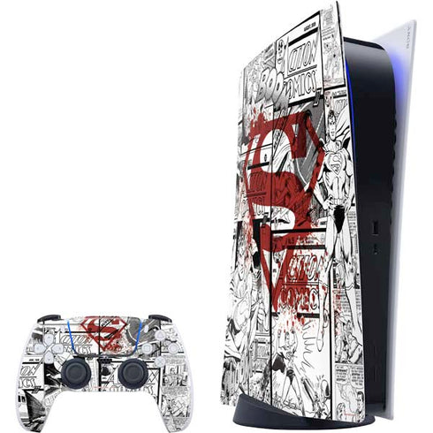 DC Comics Superman Comic Pattern Logo in Red PS5 Digital Edition Bundle Skin