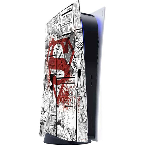 DC Comics Superman Comic Pattern Logo in Red PS5 Digital Edition Console Skin