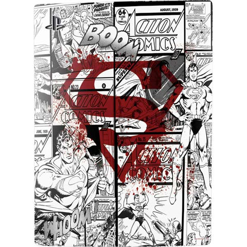 DC Comics Superman Comic Pattern Logo in Red PS5 Digital Edition Console Skin