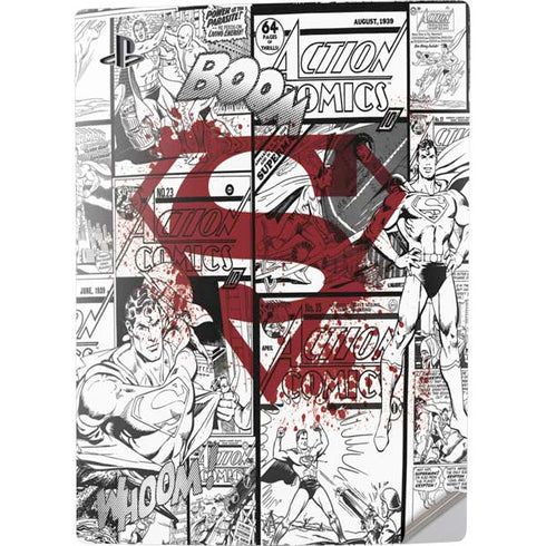 DC Comics Superman Comic Pattern Logo in Red PS5 Digital Edition Console Skin