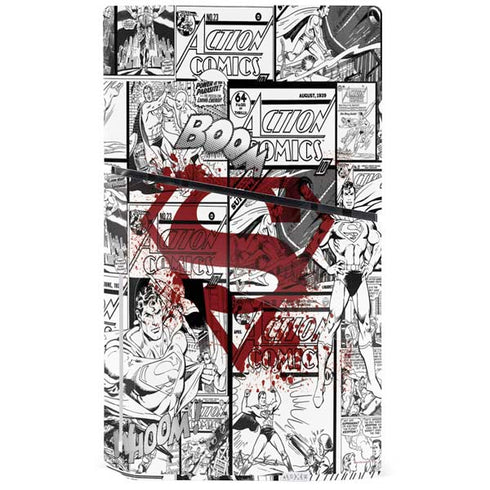 DC Comics Superman Comic Pattern Logo in Red PS5 Slim Disk Bundle Skin