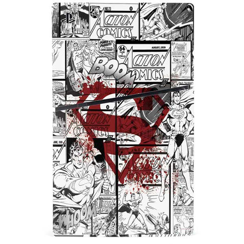 DC Comics Superman Comic Pattern Logo in Red PS5 Slim Digital Edition Bundle Skin